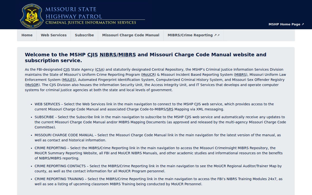 Missouri CJIS and MULES public information