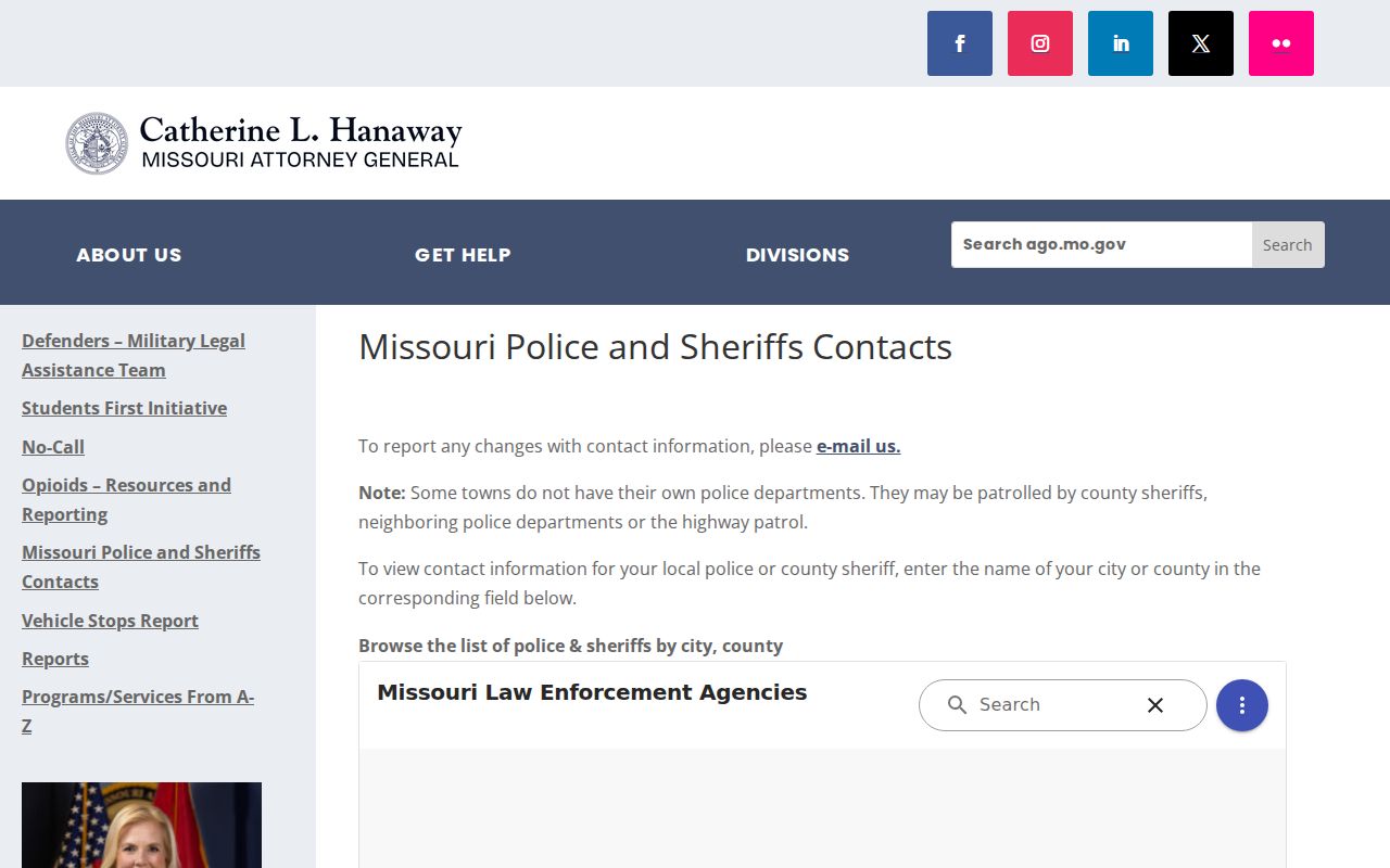 Missouri guidance on police and sheriff coverage