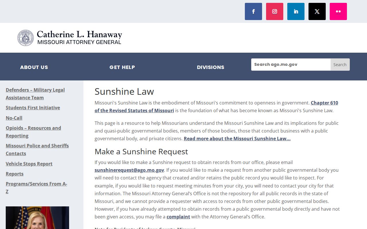 Missouri Attorney General Sunshine Law guidance