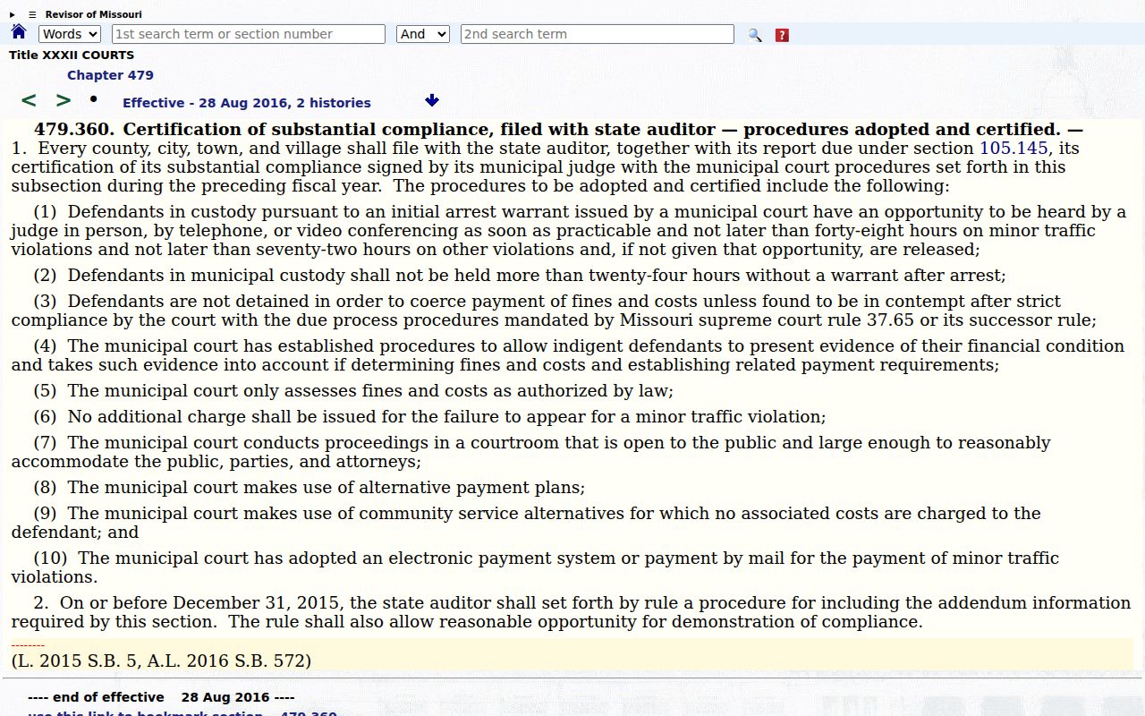 Missouri municipal warrant hearing statute