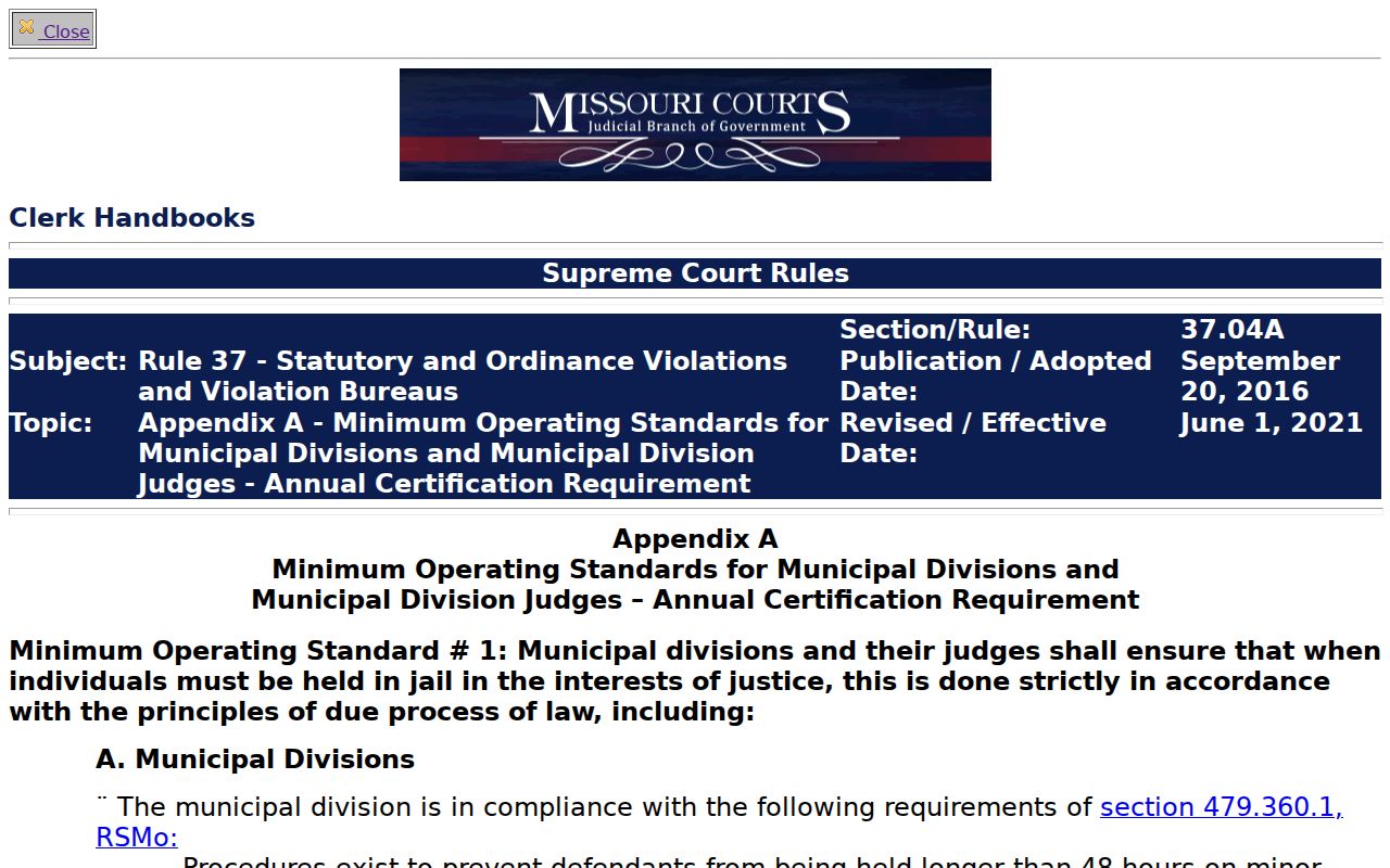 Missouri Rule 37 municipal warrant safeguards