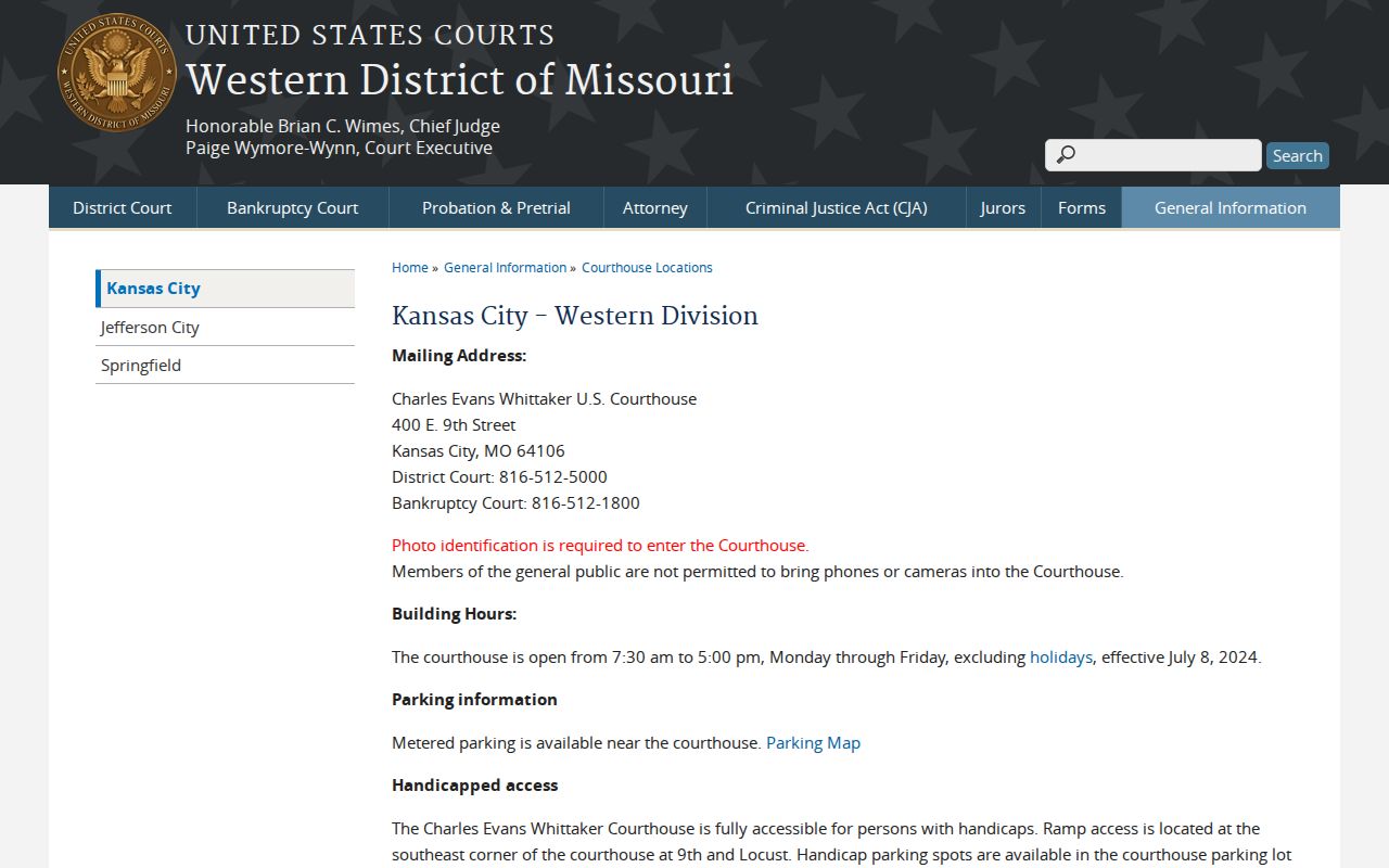 Western District of Missouri federal courthouse information