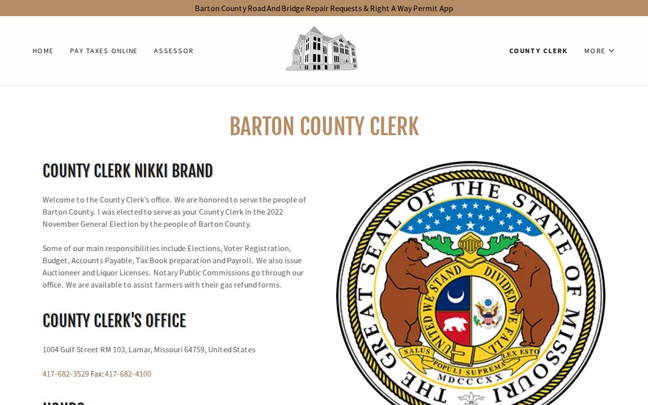 Barton County administrative and civic information