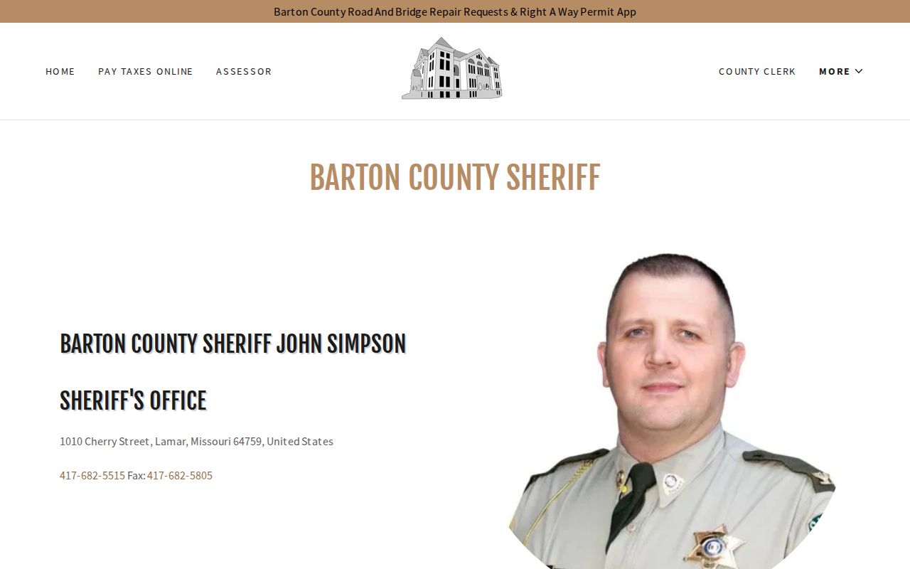 Barton County Sheriff official contact page
